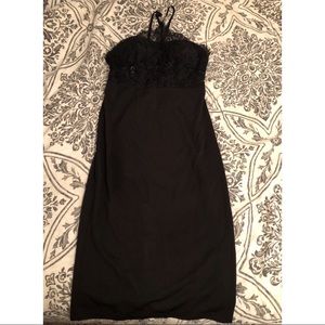 Black Halter Top With Lace Bodycon Dress